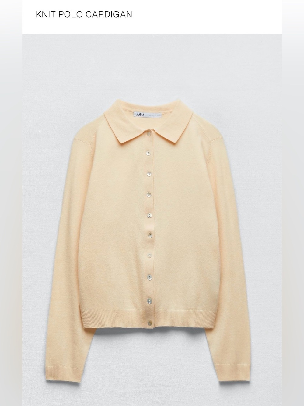 Zara Soft Peach/ Butter Button-Up Collared Cardigan